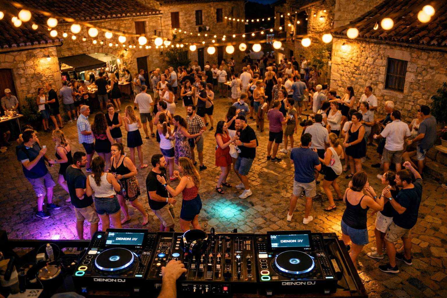 Discómovil amenizando fiesta de pueblo